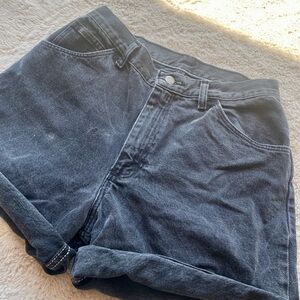 Wrangler Vintage Mid Length High Waisted Space Grey/Black Jorts/Mom Denim Shorts